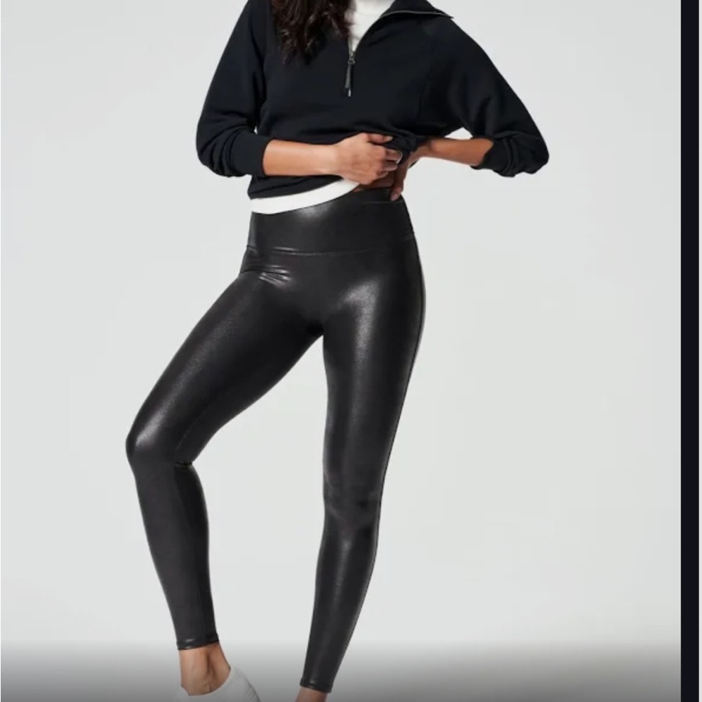 Spanx Faux Leather Leggings Black Sz S